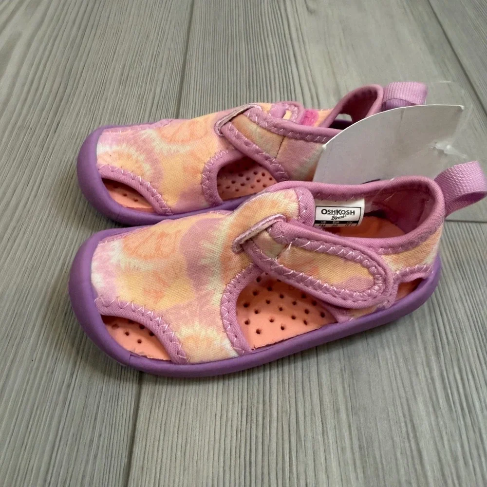 NWT OshKosh Bgosh Toddler 5 Aquatic Water Shoes Pastel Tie Dye Pink Purple